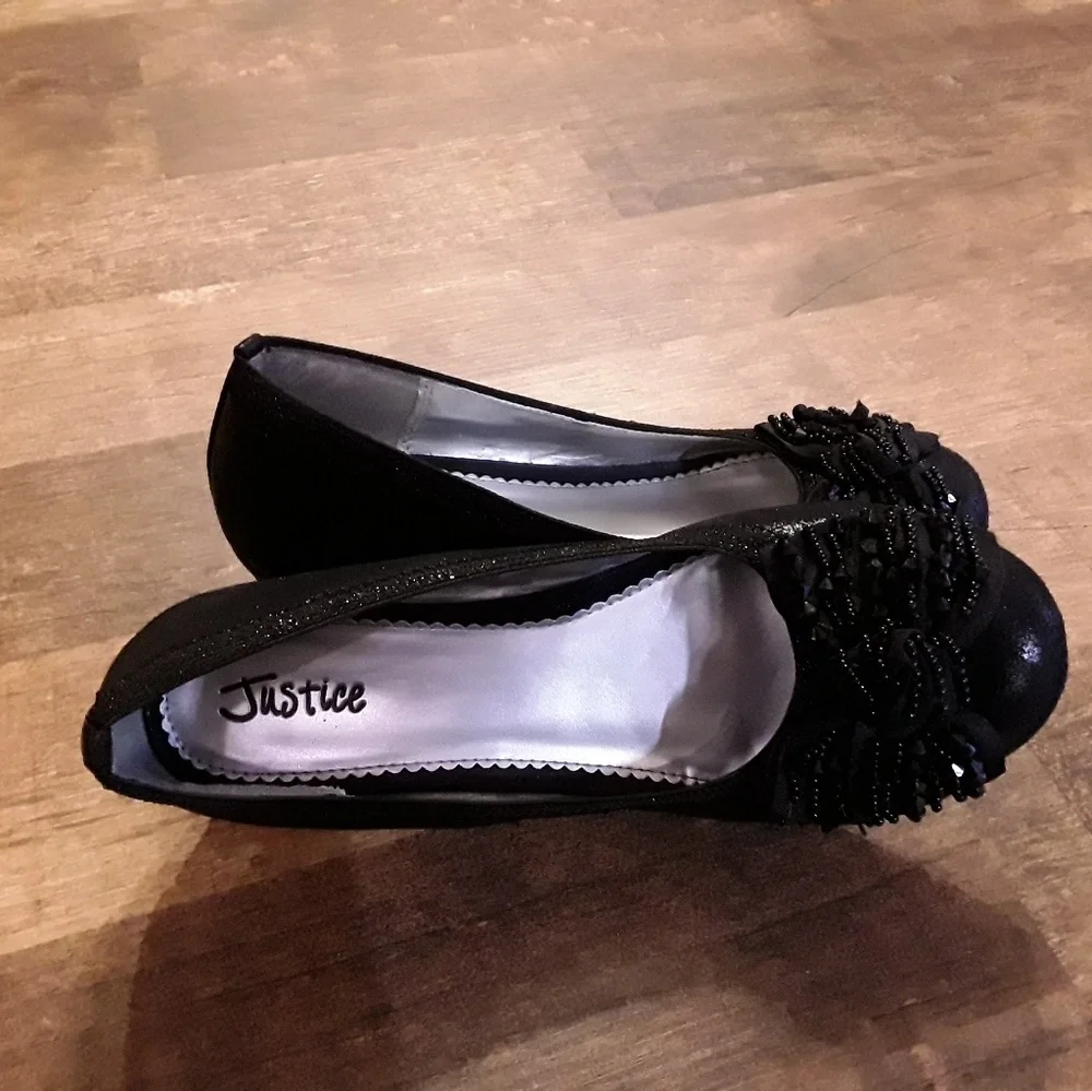 Justice girls  dress black platforms bow detail shoes size 8